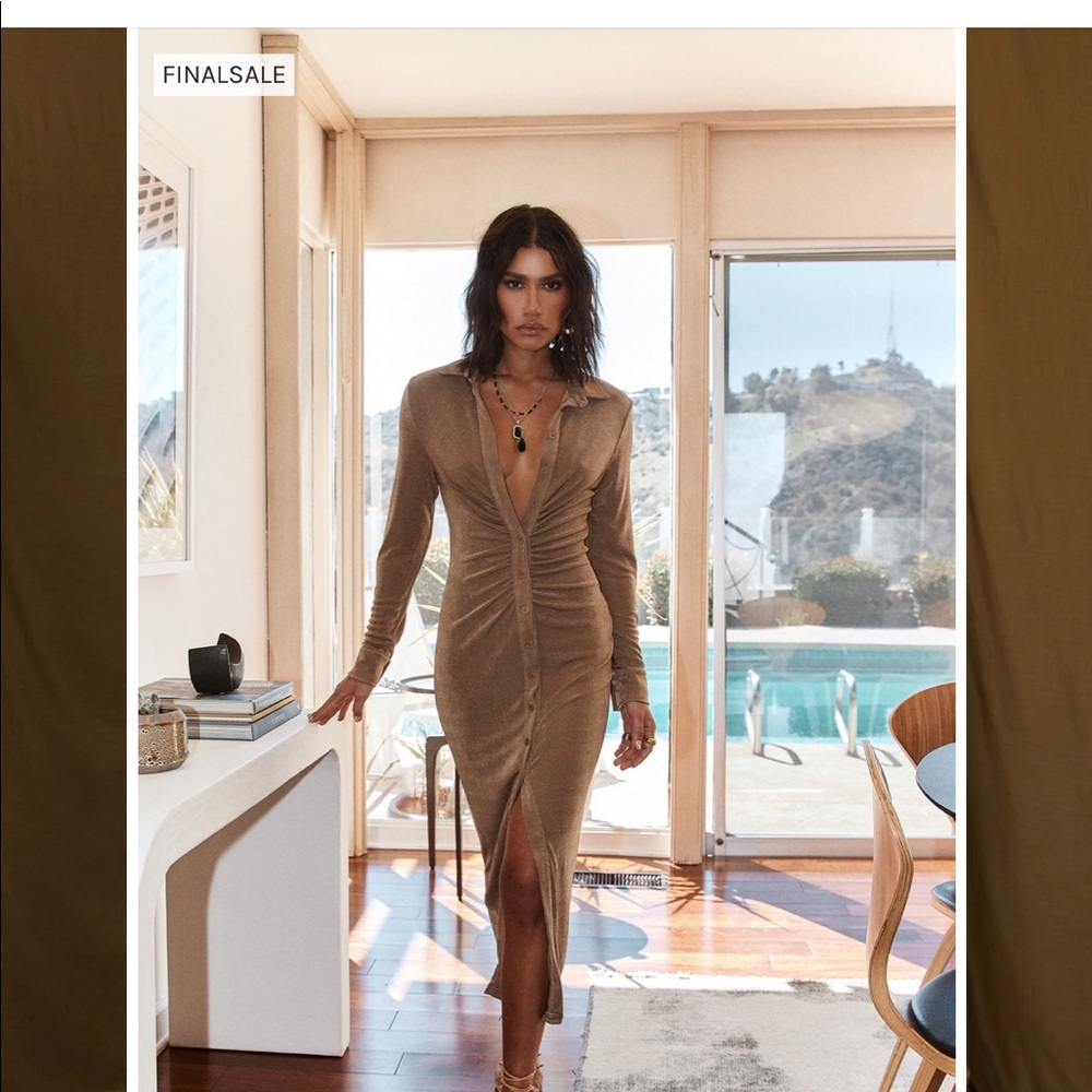 12th Tribe Taupe Midi Dress Small